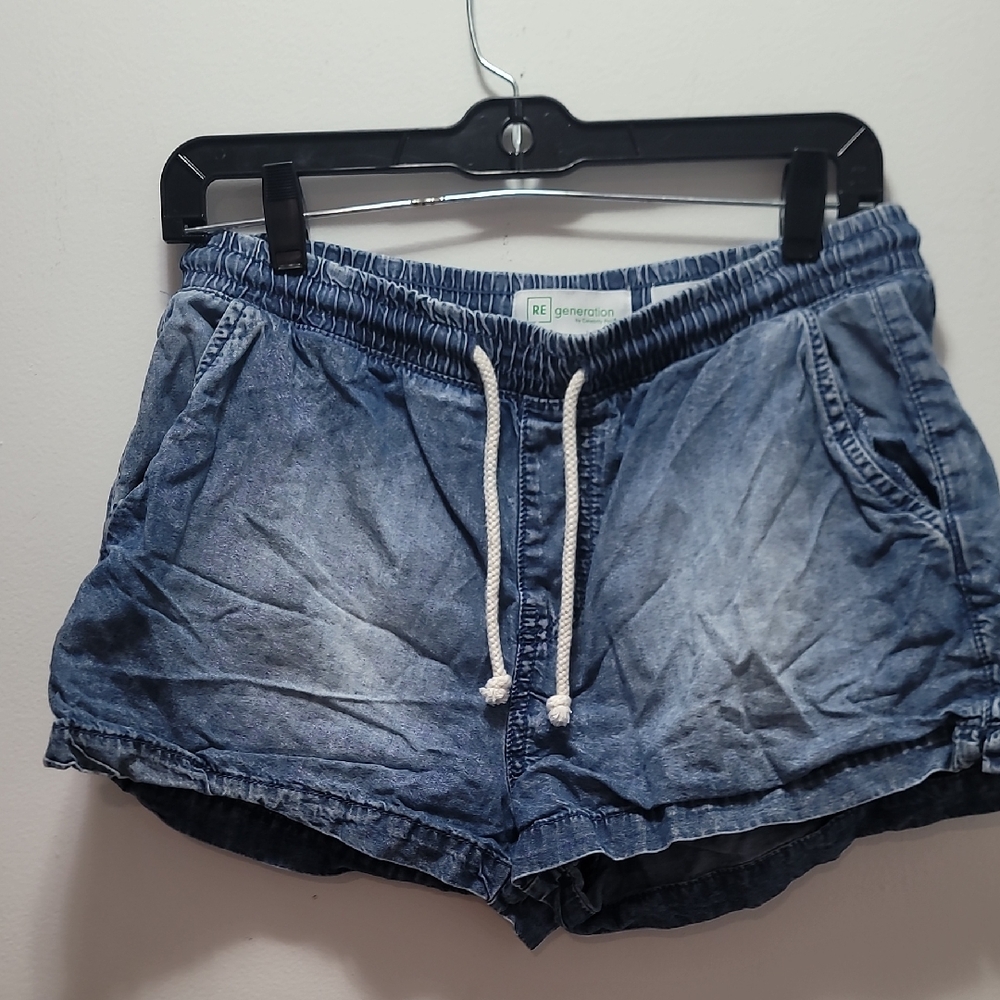 RE Generation By Celebrity Pink Denim Blue Drawstring Shorts